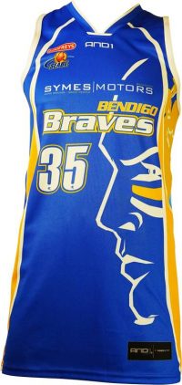 Basketball Singlet Bendigo Braves Royal Blue Gold Game Singlet Front