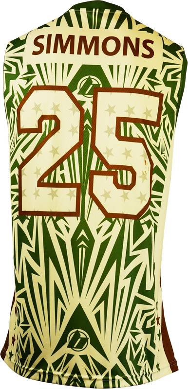 Item 8310 - Basketball Singlet Newcastle Falcons Brown Green Game Singlet Back