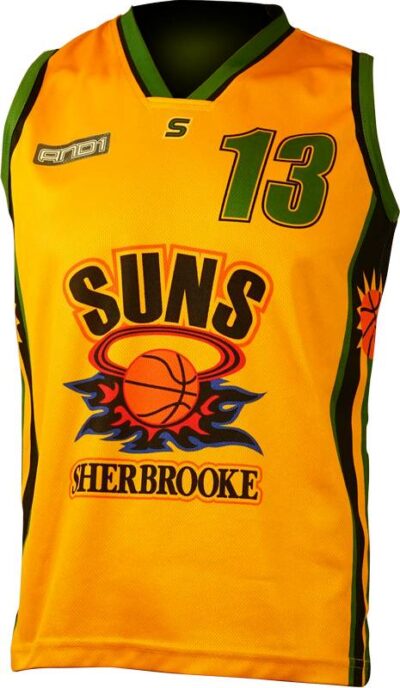 Basketball Singlet Sherbrooke Suns Yellow Game Singlet Front