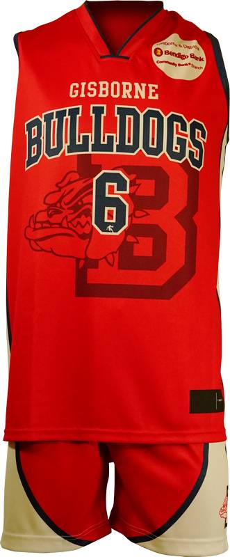 Basketball Singlet Gisborne Bulldogs Red Game Singlet Front