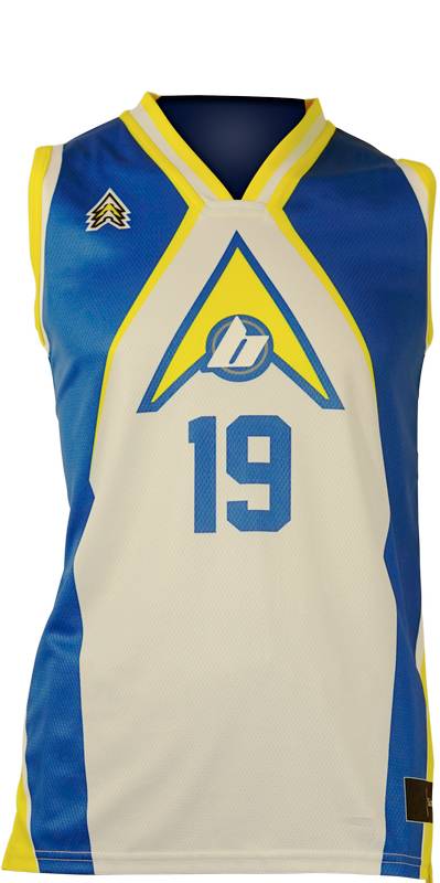 Item 8371 - Basketball Singlet Ball-Up1 Blue White Game Singlet Front