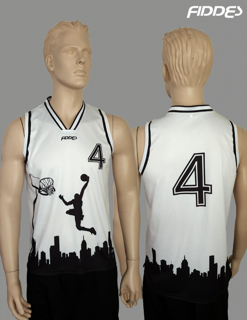 “Melbourne Skyline”, Basketball Singlet, Game Singlet, White Fiddes