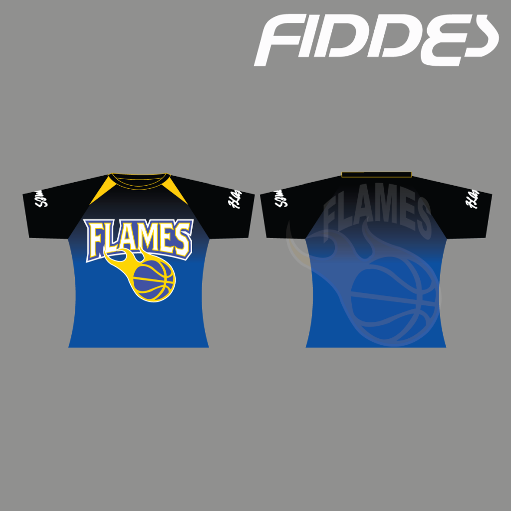 Basketball Warmups, Flames Warmup Top, Short Sleeve Fiddes Direct