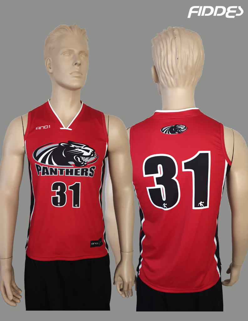 “panthers”, Basketball Singlet, Game Singlet, Red – Fiddes Direct