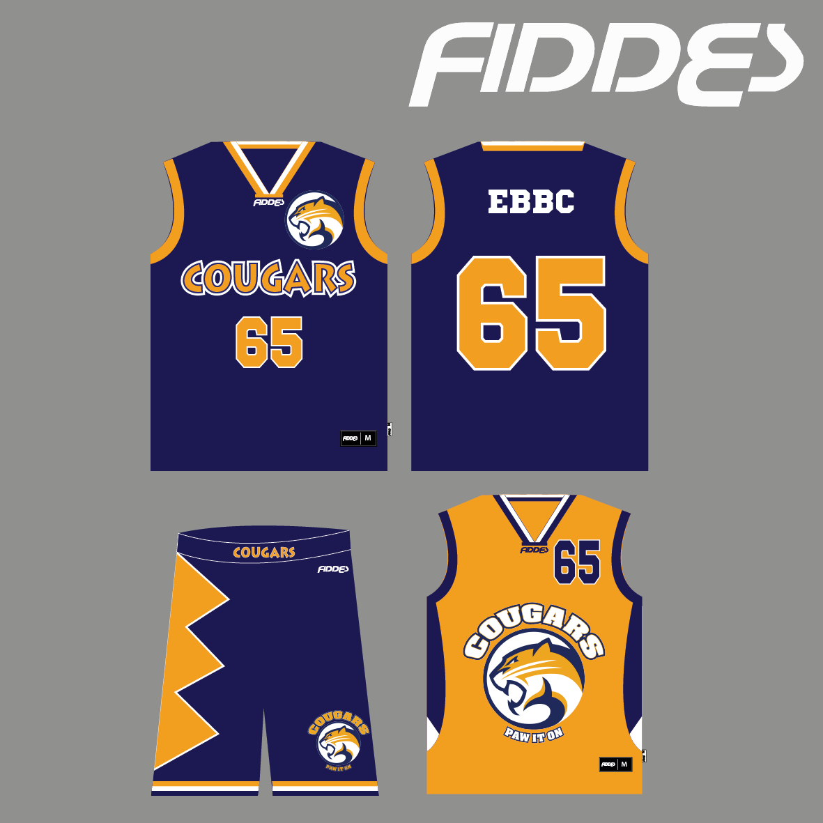 Basketball Uniform, Cougars Game Uniform with Reversible Singlet ...