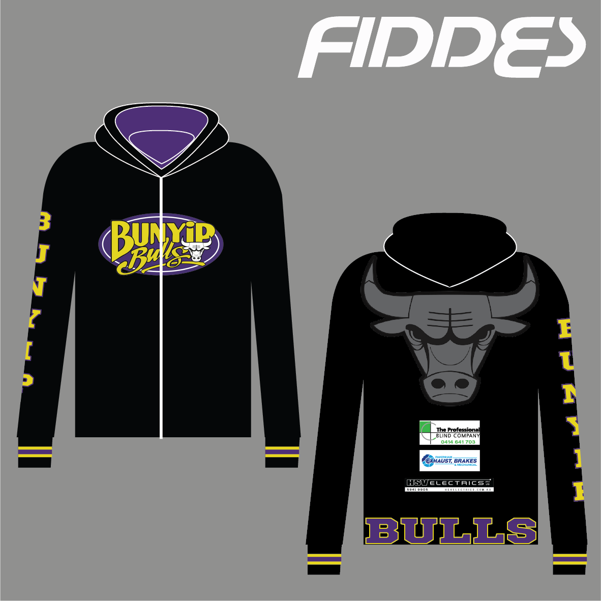 Basketball Hoodies, Bunyip Bulls Sublimated Hoodie Long Sleeve